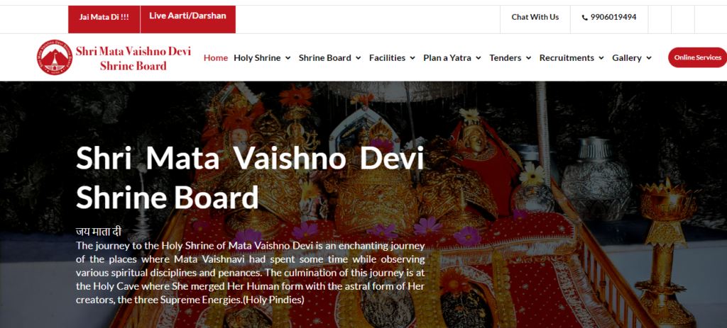 Vaishno Devi Temple  Official website 