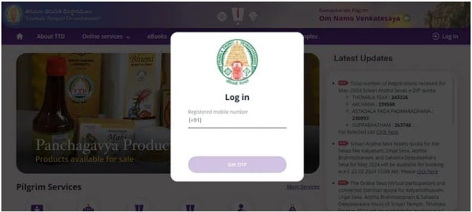 Tirumala Login Option 